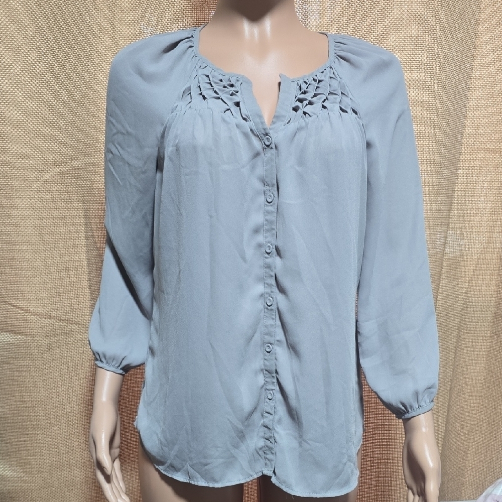 Daniel Rainn Sky Blue Button-Down Blouse